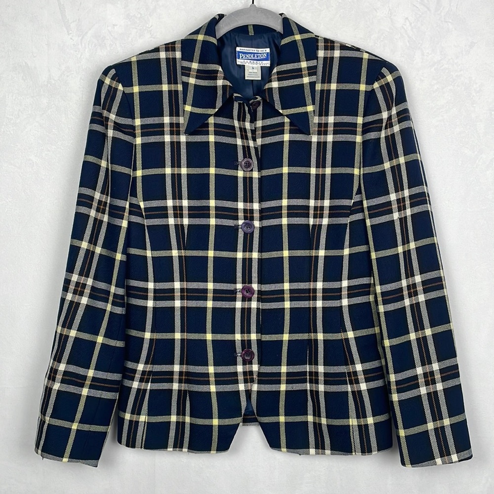 Vintage Pendleton Women's Blazer Suit Jacket, Virgin Wool, Plaid, Size 6